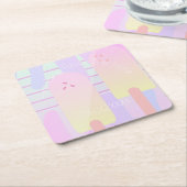 Cute Ice Cream Pastel Summer Ombré Kartonnen Onderzetters (Schuin)