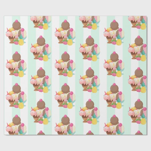 Cute Ice Cream Pattern Cadeaupapier (Vlak)