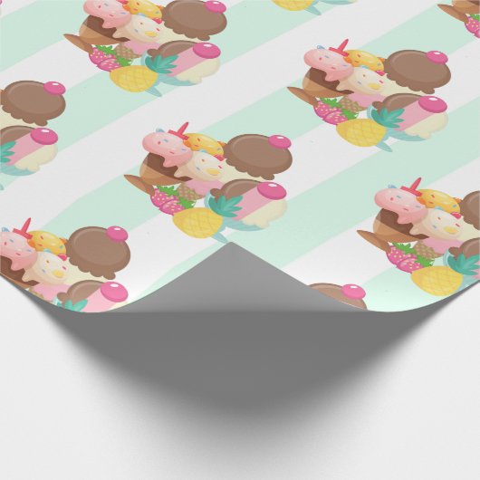 Cute Ice Cream Pattern Cadeaupapier (Hoek)