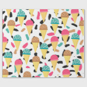 Cute Ice Cream Pattern Cadeaupapier (Vlak)