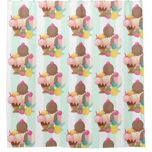 Cute Ice Cream Pattern Douchegordijn (Voorkant)