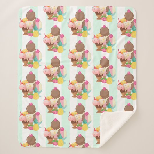 Cute Ice Cream Pattern Sherpa Deken (Voorkant)