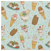 Cute Ice Cream Pattern Stof (Close Up)
