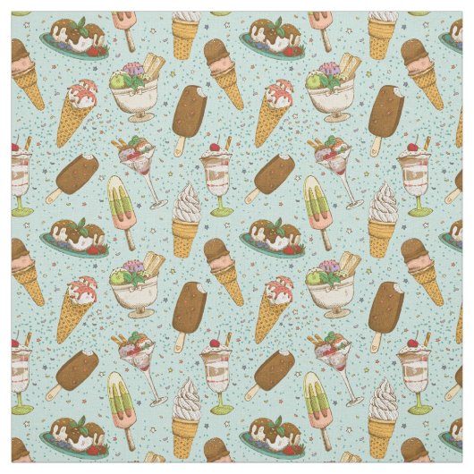 Cute Ice Cream Pattern Stof (Swatch)
