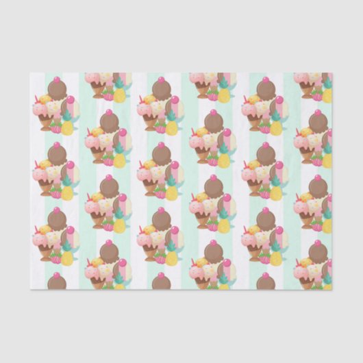 Cute Ice Cream Pattern Tissuepapier (Voorkant)