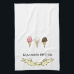 Cute Ice Cream Personlised Kitchen Theedoek<br><div class="desc">Ice Cream wielvormig ontwerp. Dit is een sjabloon en klaar voor u om uw bedrijfdetails aan toe te voegen. Als u de achtergrondkleur of de doopvontstijl zou willen veranderen en de kleur zou willen klikken aanpassen verdere knoop aan het eind van de sjabloon.</div>