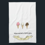Cute Ice Cream Personlised Kitchen Theedoek<br><div class="desc">Ice Cream  wielvormig ontwerp. Dit is een sjabloon en klaar voor u om uw bedrijfdetails aan toe te voegen. Als u de achtergrondkleur of de doopvontstijl zou willen veranderen en de kleur zou willen klikken aanpassen verdere knoop aan het eind van de sjabloon.</div>