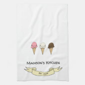 Cute Ice Cream Personlised Kitchen Theedoek (Verticaal)