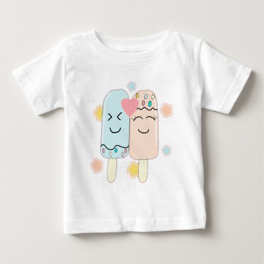 Cute Ice Cream Popsicle Friends Baby T-Shirt (Voorkant)
