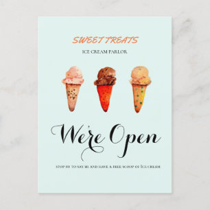 Cute Ice Cream shop We zijn open Briefkaart