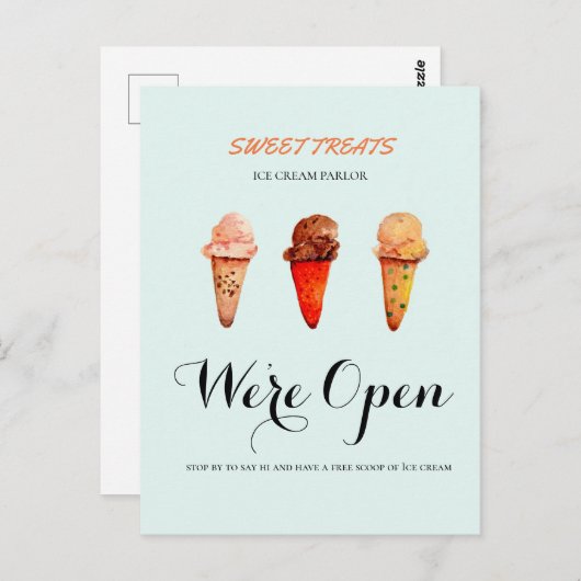 Cute Ice Cream shop We zijn open Briefkaart (Voorkant / Achterkant)