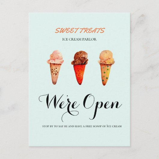 Cute Ice Cream shop We zijn open Briefkaart (Voorkant)