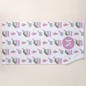 Cute Ice Cream Summer Pattern Monogram Strandlaken (Voorkant)