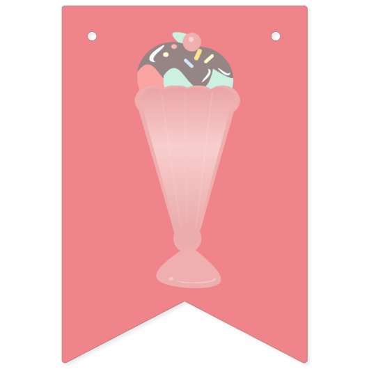 Cute Ice Cream Sundae Pink Pastel Sprinkles Vlaggetjes (Tweede vlag)
