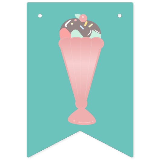 Cute Ice Cream Sundae Pink Pastel Sprinkles Vlaggetjes (Eerste vlag)