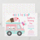 Cute Ice Cream Truck Birthday Kaart (Voorkant / Achterkant)