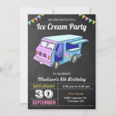 Cute Ice Cream Truck Birthday Party Kaart (Voorkant)