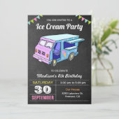 Cute Ice Cream Truck Birthday Party Kaart (Staand voorkant)