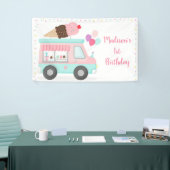 Cute Ice Cream Truck Birthday Spandoek (Beurs)