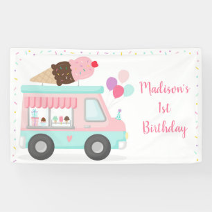 Cute Ice Cream Truck Birthday Spandoek