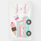 Cute Ice Cream Truck Birthday Spandoek (Verticaal)