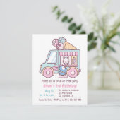 Cute Ice Cream Truck Kids Birthday Party Kaart (Staand voorkant)