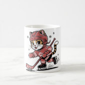 Cute Ice Hockey Cat Player – Fun Sports Cartoon De Koffiemok (Center)