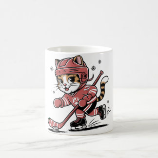 Cute Ice Hockey Cat Player – Fun Sports Cartoon De Koffiemok