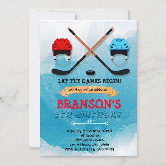 Cute ice hockey Invitation Kaart (Voorkant)