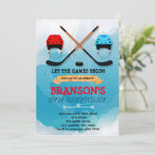 Cute ice hockey Invitation Kaart (Staand voorkant)