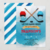 Cute ice hockey Invitation Kaart (Voorkant / Achterkant)