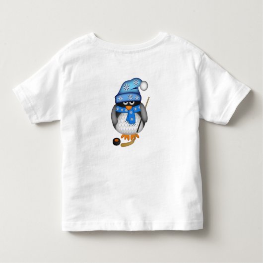 Cute ice hockey pinguin and custom text kinder shirts (Achterkant)