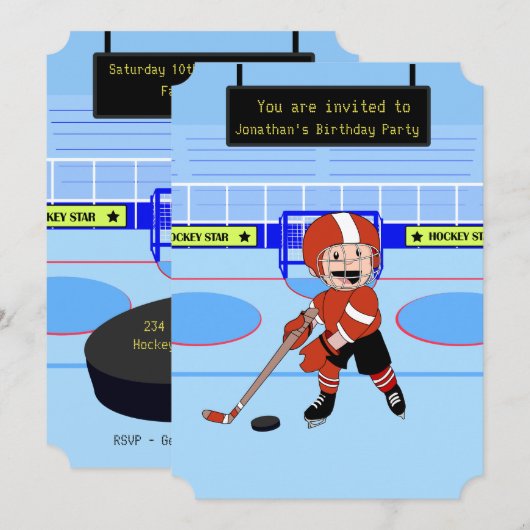 Cute Ice Hockey ster Birthday Kaart (Voorkant / Achterkant)