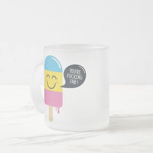 Cute ice roomglimlach - Je bent Fab-Funny bubble Matglas Koffiemok (Voorkant links)