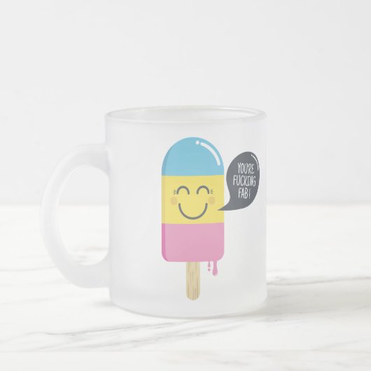 Cute ice roomglimlach - Je bent Fab-Funny bubble Matglas Koffiemok (Links)