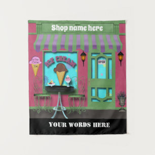 Cute-ice-shop voegt naam en berichtenweergave toe wandkleed