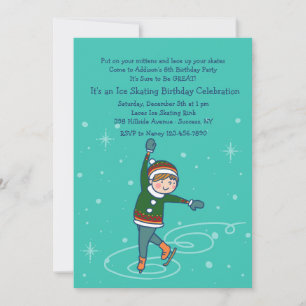 Cute Ice Skater Invitation Kaart