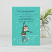 Cute Ice Skater Invitation Kaart (Staand voorkant)