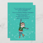 Cute Ice Skater Invitation Kaart (Voorkant / Achterkant)