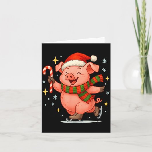 Cute Ice Skating G Funny Santa Christmas Holiday Kaart (Voorkant)