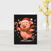 Cute Ice Skating G Funny Santa Christmas Holiday Kaart (Gele Bloem)
