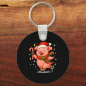 Cute Ice Skating G Funny Santa Christmas Holiday  Sleutelhanger (Voorkant)