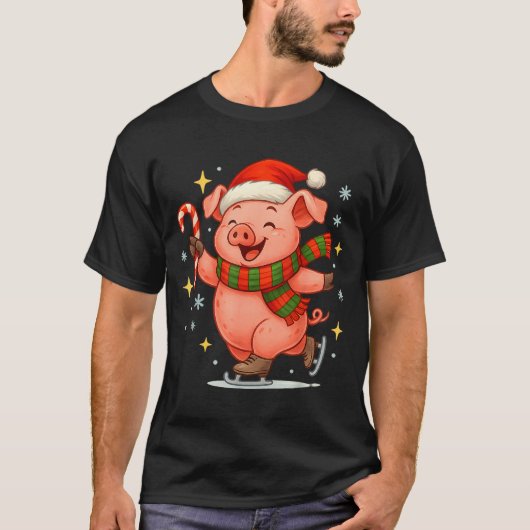 Cute Ice Skating G Funny Santa Christmas Holiday  T-shirt (Voorkant)