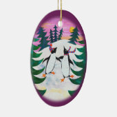 Cute Ice-Skating Penguins Fun Ornament (Rechts)