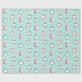 Cute Ice Skating Penguins kerstpatroon Cadeaupapier (Vlak)