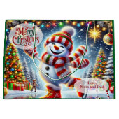 Cute Ice Skating Snowman Christmas Groot Cadeauzakje (Voorkant)