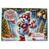 Cute Ice Skating Snowman Christmas Groot Cadeauzakje (Achterkant)