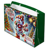 Cute Ice Skating Snowman Christmas Groot Cadeauzakje (Achterkant Gekanteld)