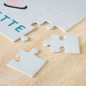 Cute Ice Skating Unicorn Blauwgroen Roze Aangepast Legpuzzel (Zijkant)