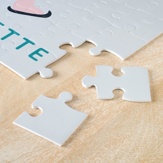 Cute Ice Skating Unicorn Blauwgroen Roze Aangepast Legpuzzel (Zijkant)